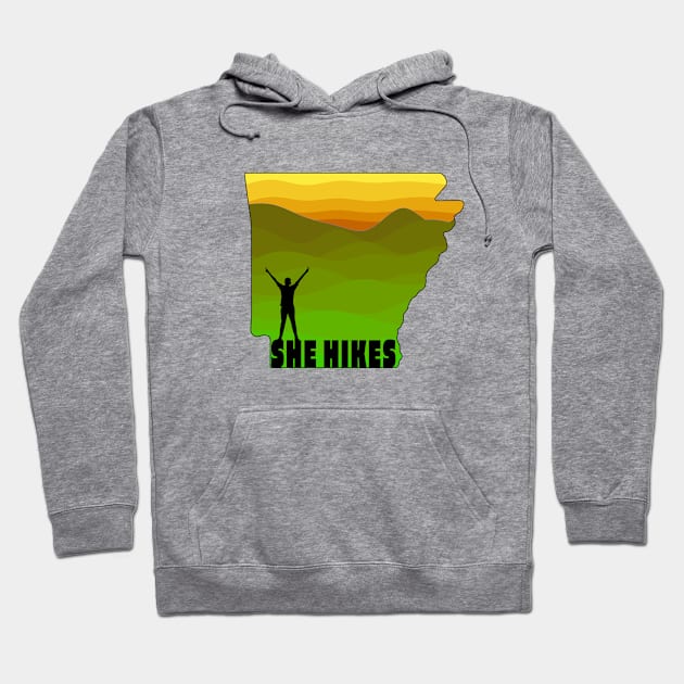 "She Hikes" Arkansas Design Hoodie by Arkansas Shop